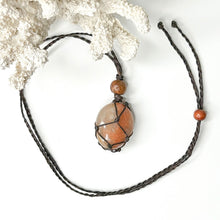 Load image into Gallery viewer, PEACH MOONSTONE MACRAME NECKLACE
