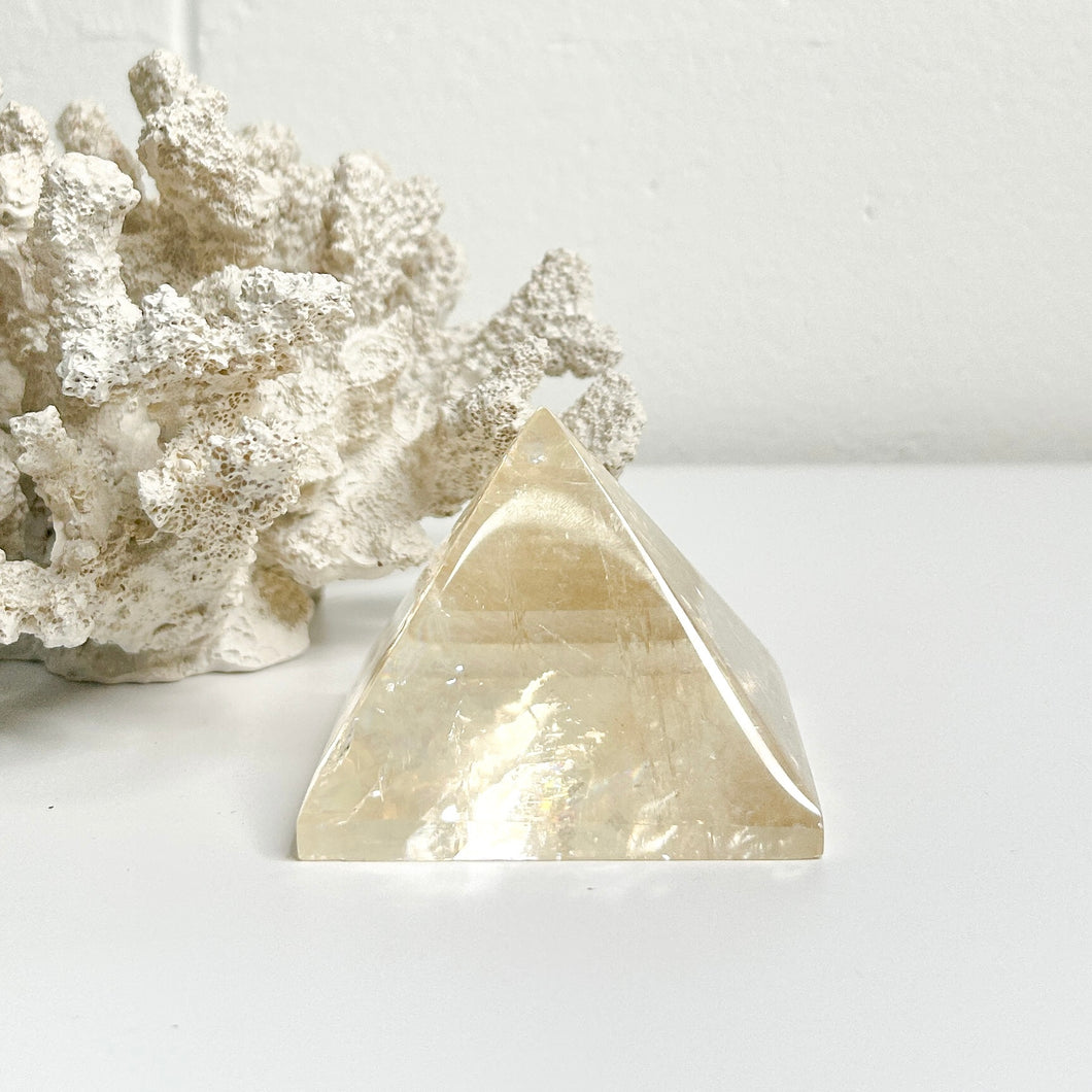 YELLOW OPTICAL CALCITE PYRAMID