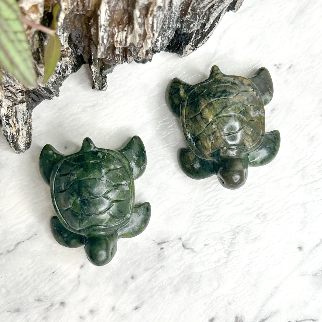 GREEN JADE TURTLE CARVING