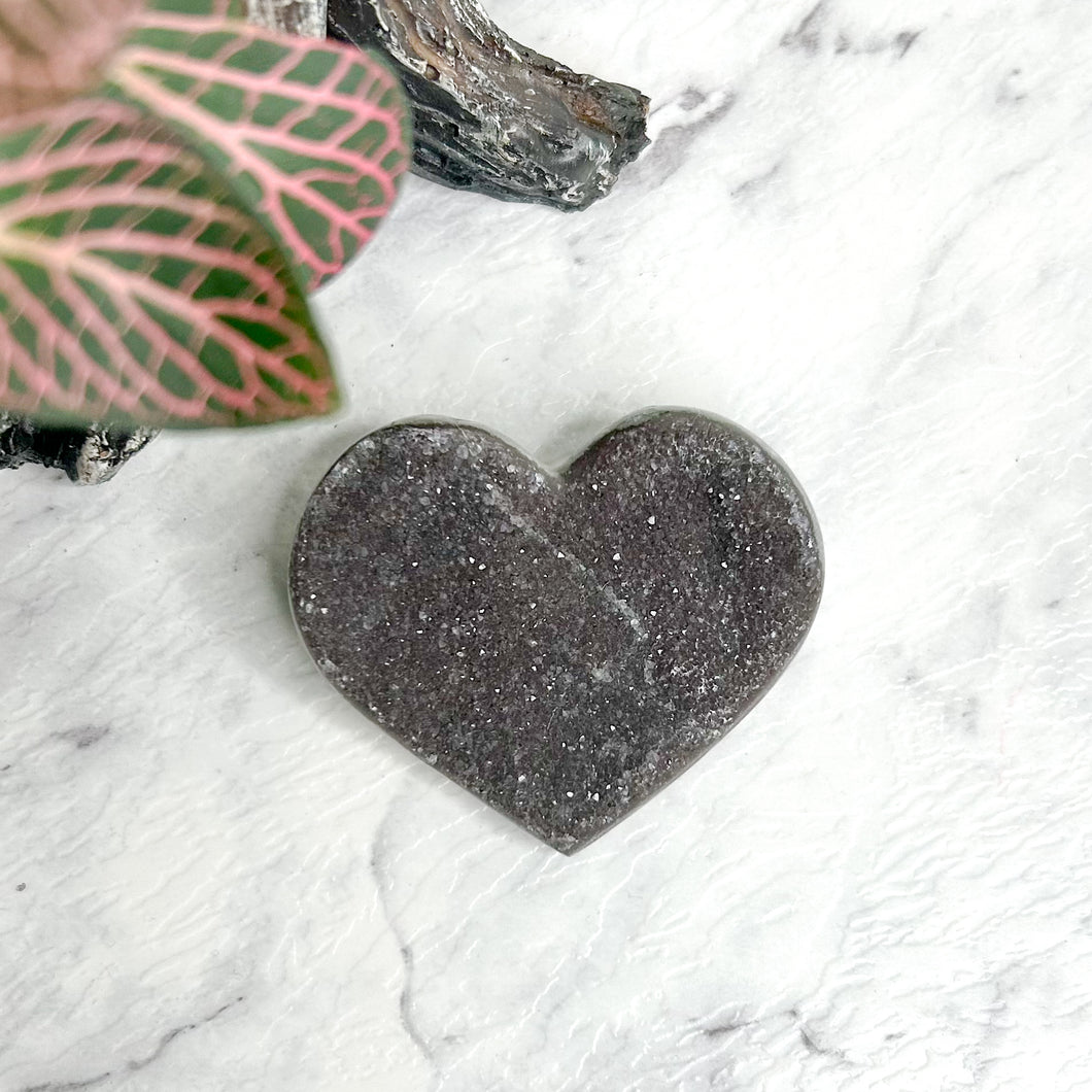 BLACK AMETHYST DRUZY HEART