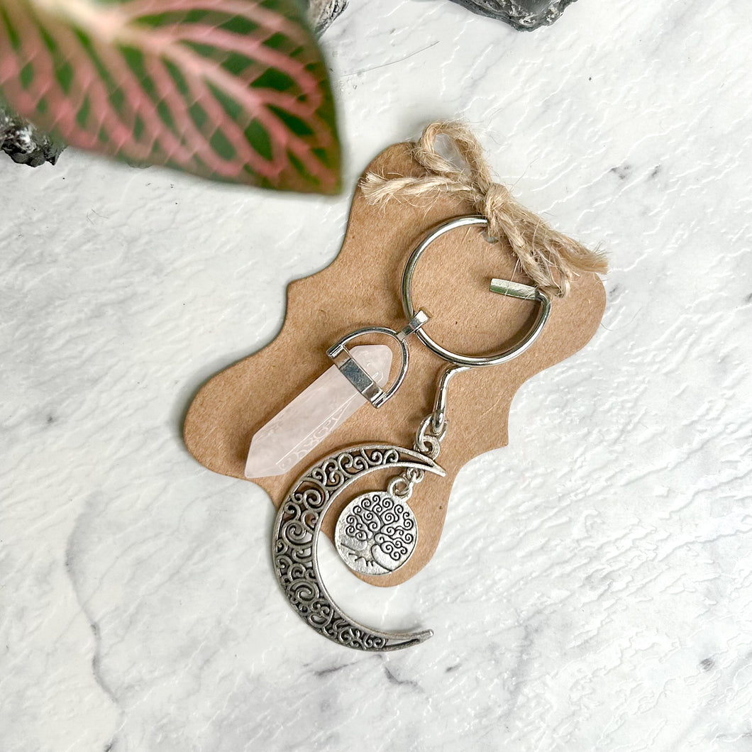 ROSE QUARTZ DT KEY RING