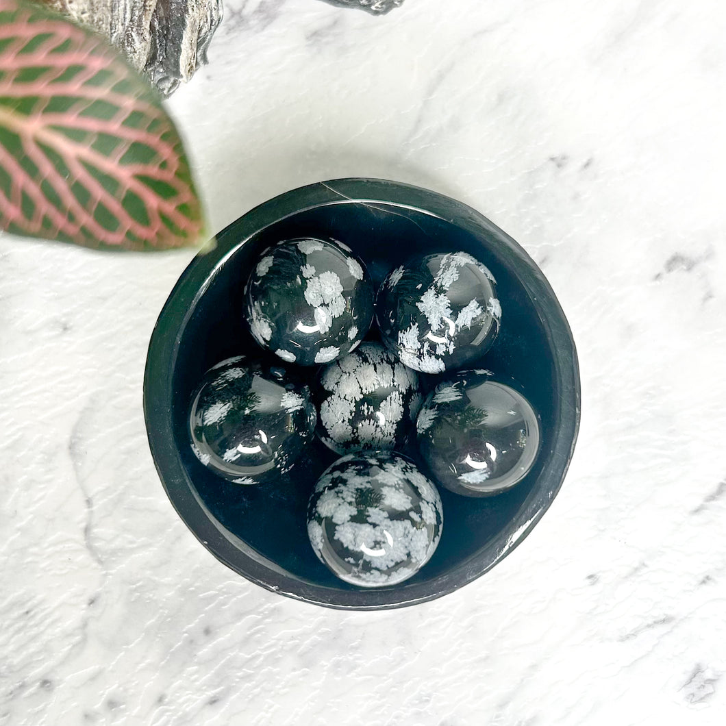 SNOWFLAKE OBSIDIAN SPHERE