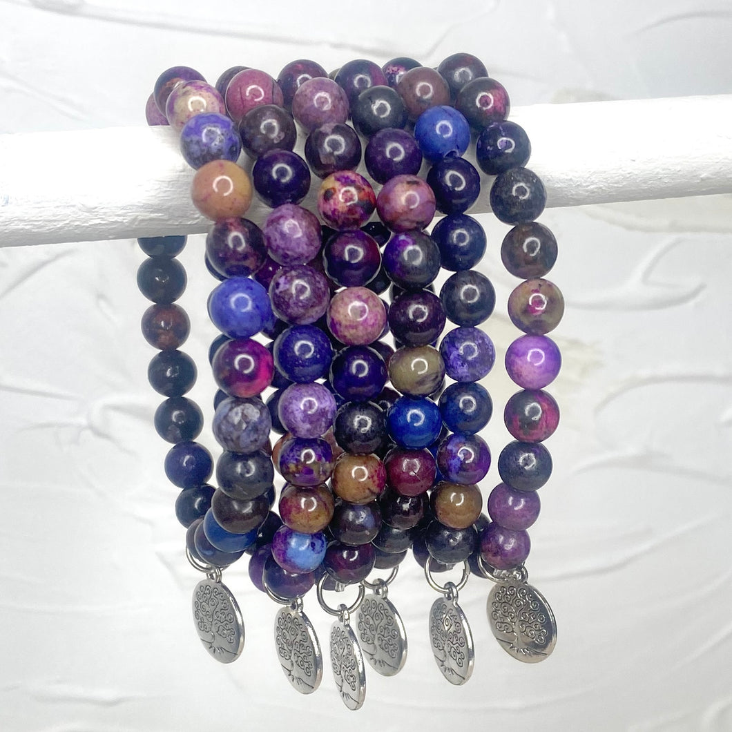 SUGILITE BRACELET W/ TREE OF LIFE CHARM